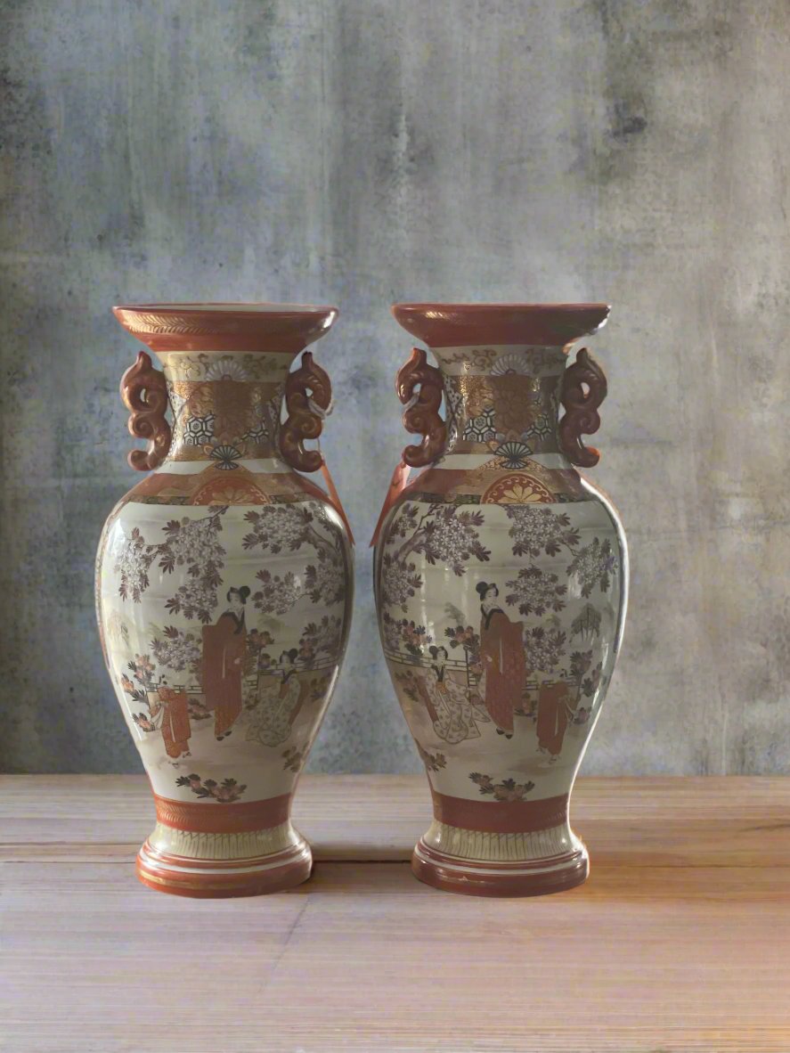 Pair Vintage Oriental Vases