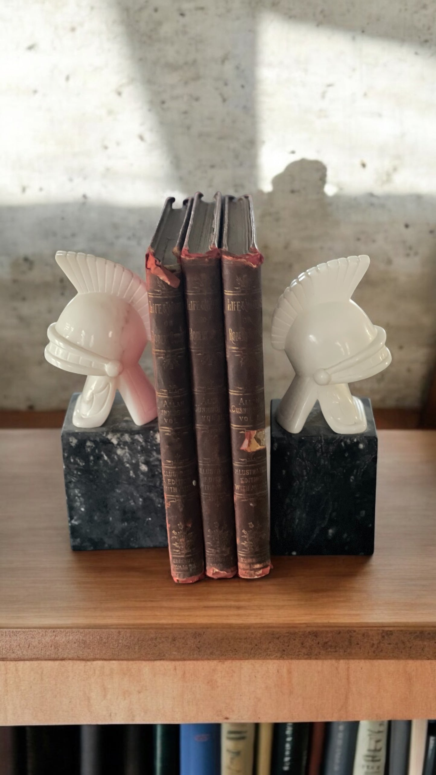 Vintage Italian Roman Trojan Helmet Bookends