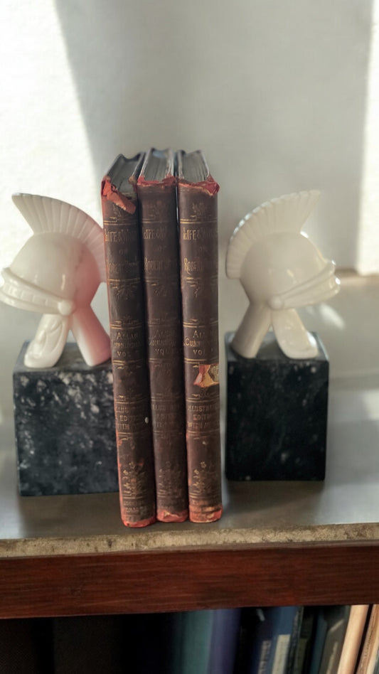 Vintage Italian Roman Trojan Helmet Bookends