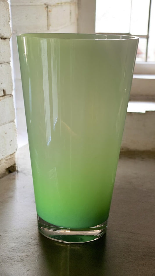 Vintage Tall Green Glass Vase