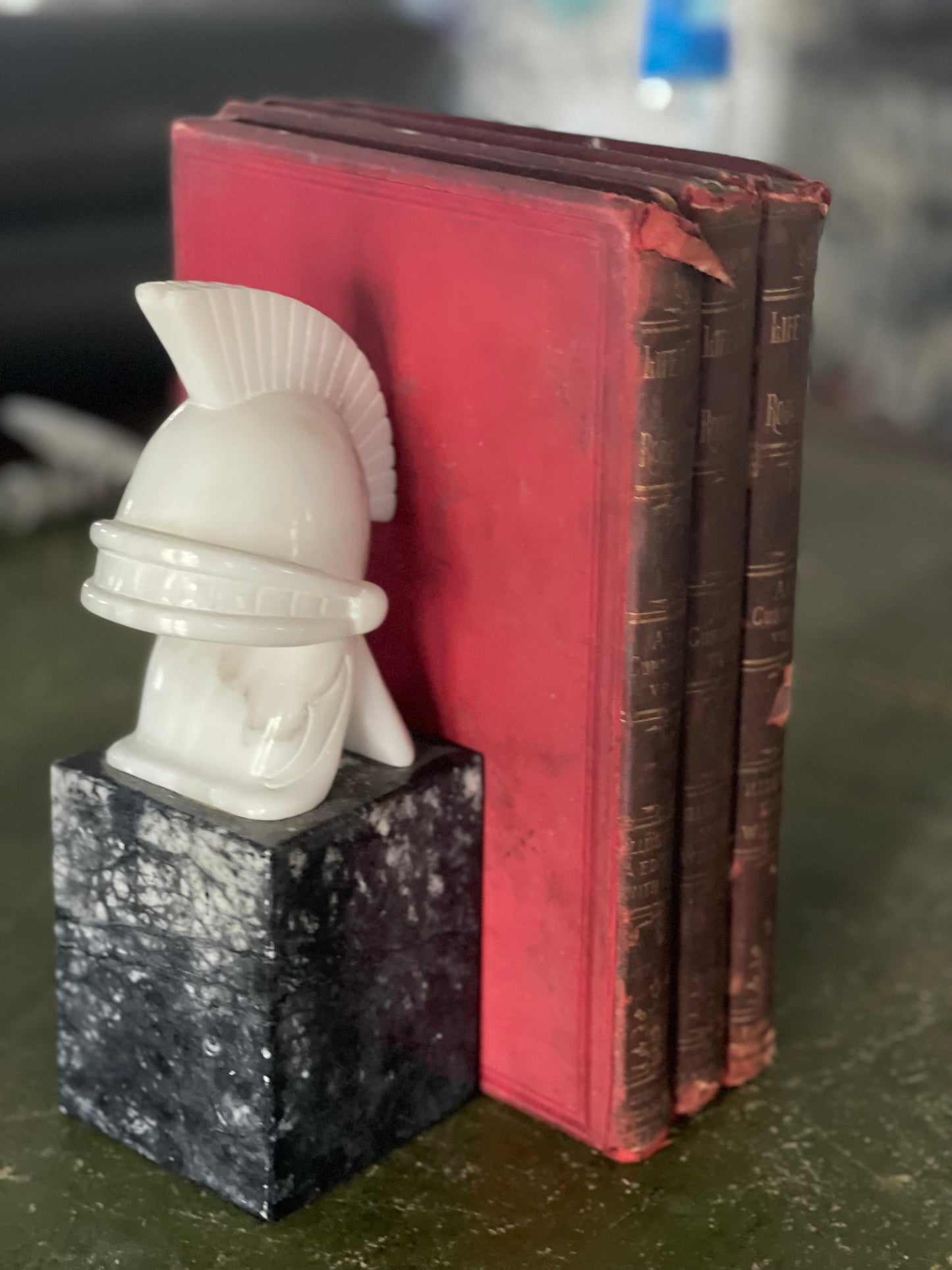 Vintage Italian Roman Trojan Helmet Bookends