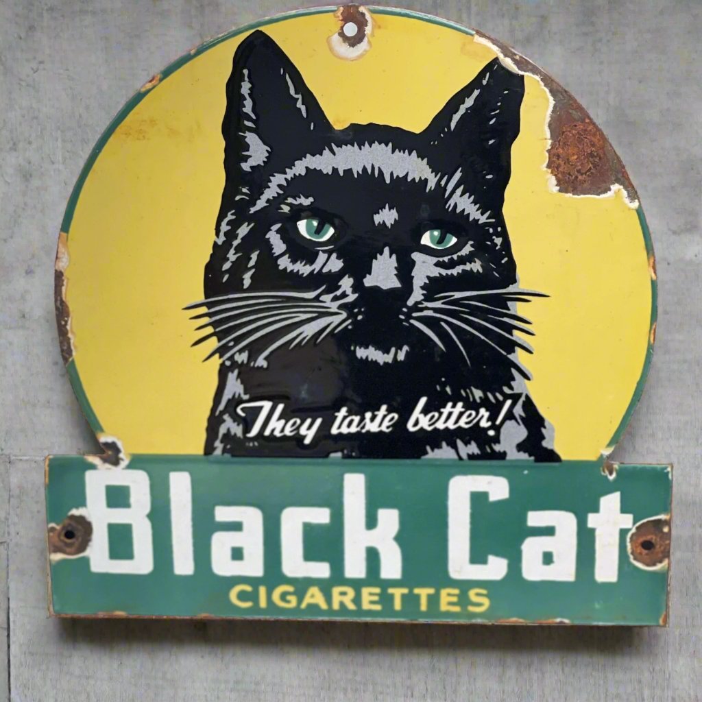 Black Cat Cigarettes Enamel Sign