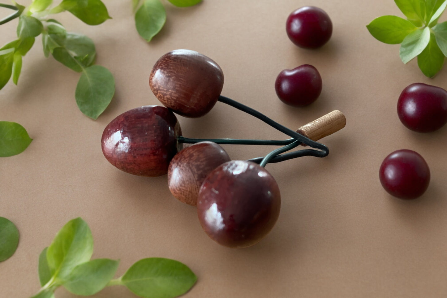 Vintage Wood Turned Hand Crafted Fruit and Bowl