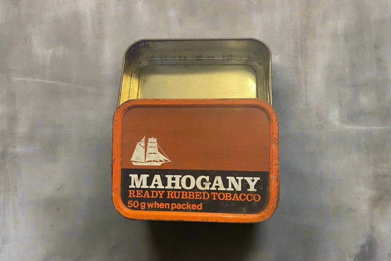 Vintage Mahogany Tobacco Tin