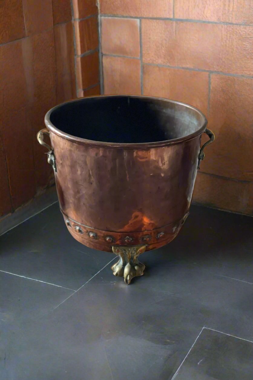 Arts & Crafts Copper and Brass Cauldron