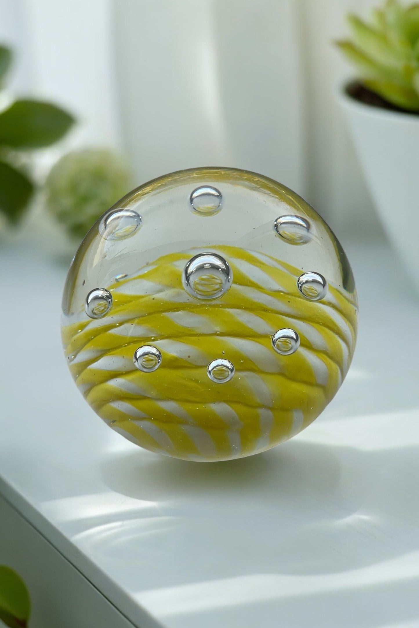 Lovely Vintage Yellow Paperweight