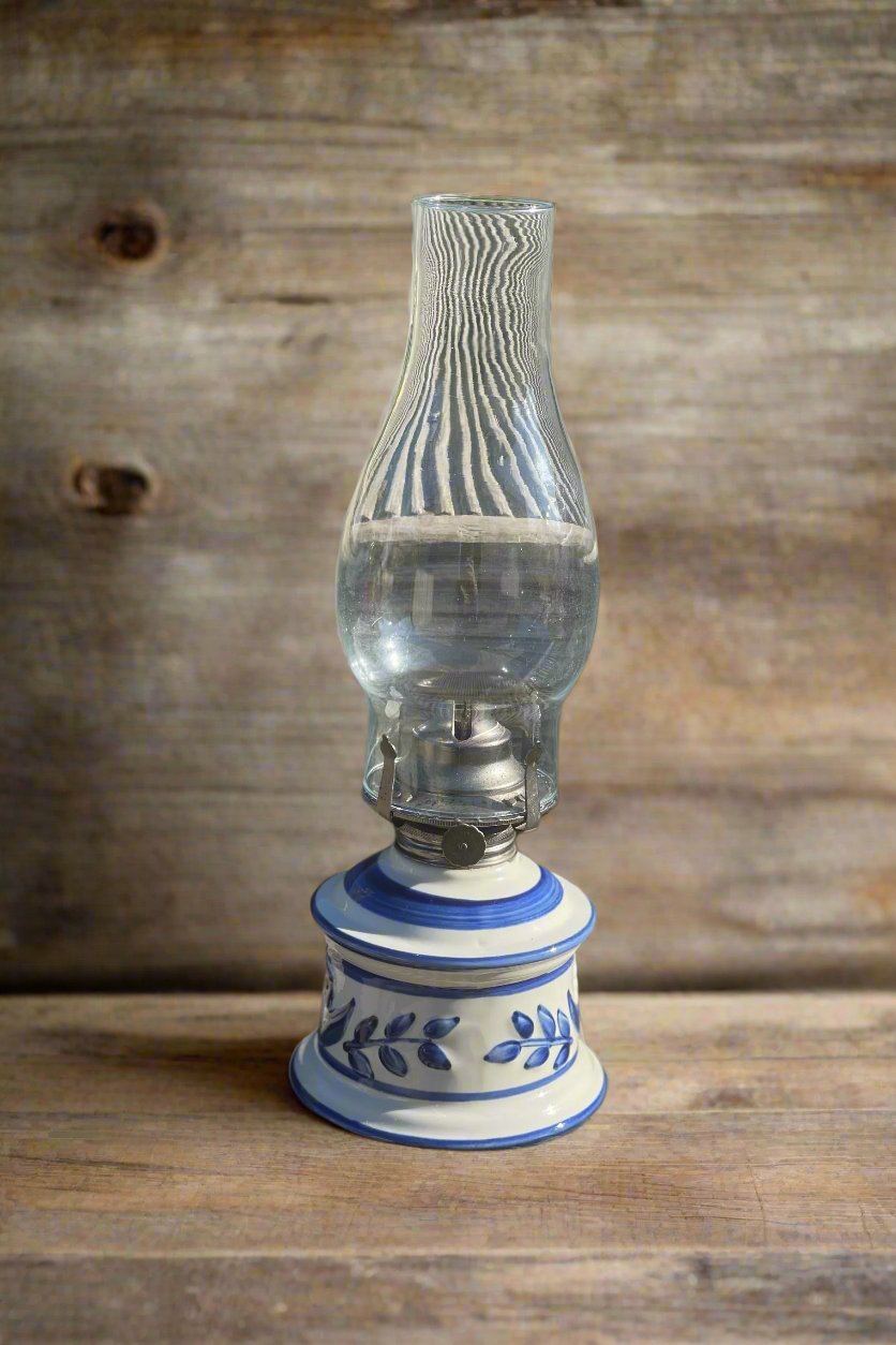 Vintage Lamplight Porcelain Hurricane Oil Lamp