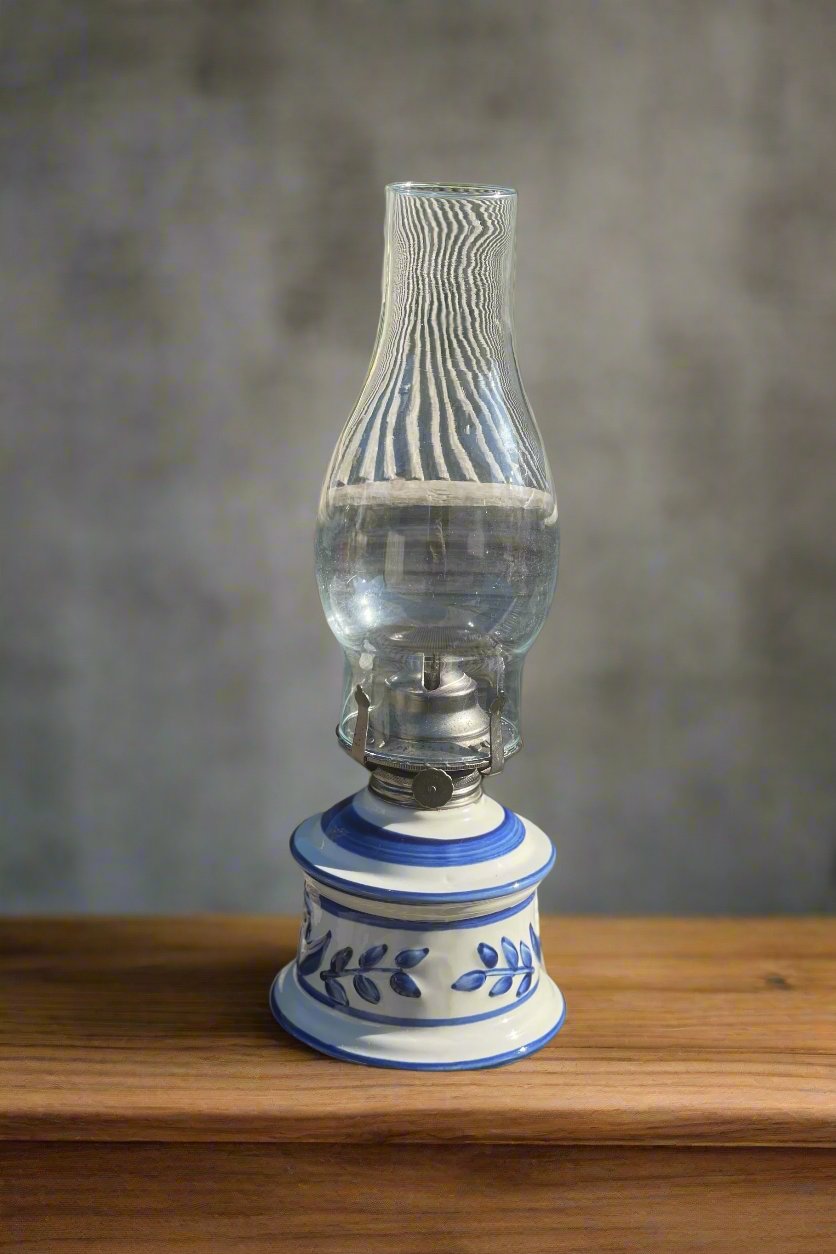 Vintage Lamplight Porcelain Hurricane Oil Lamp