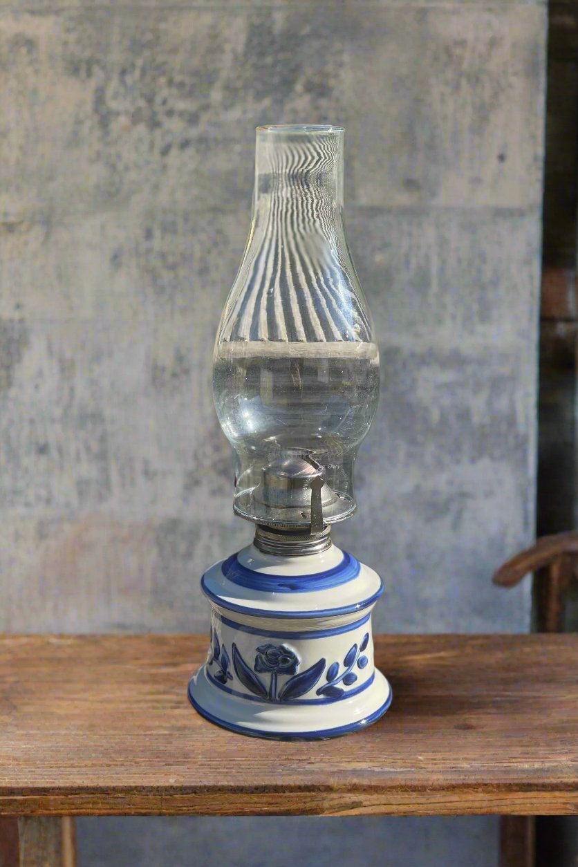 Vintage Lamplight Porcelain Hurricane Oil Lamp