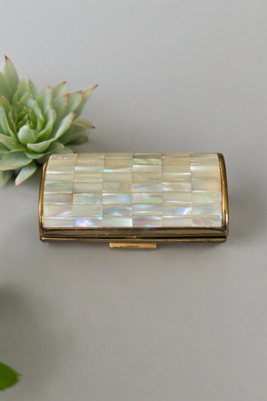 1950’s Ronson Mother of Pearl Case Barrel Trinket Box