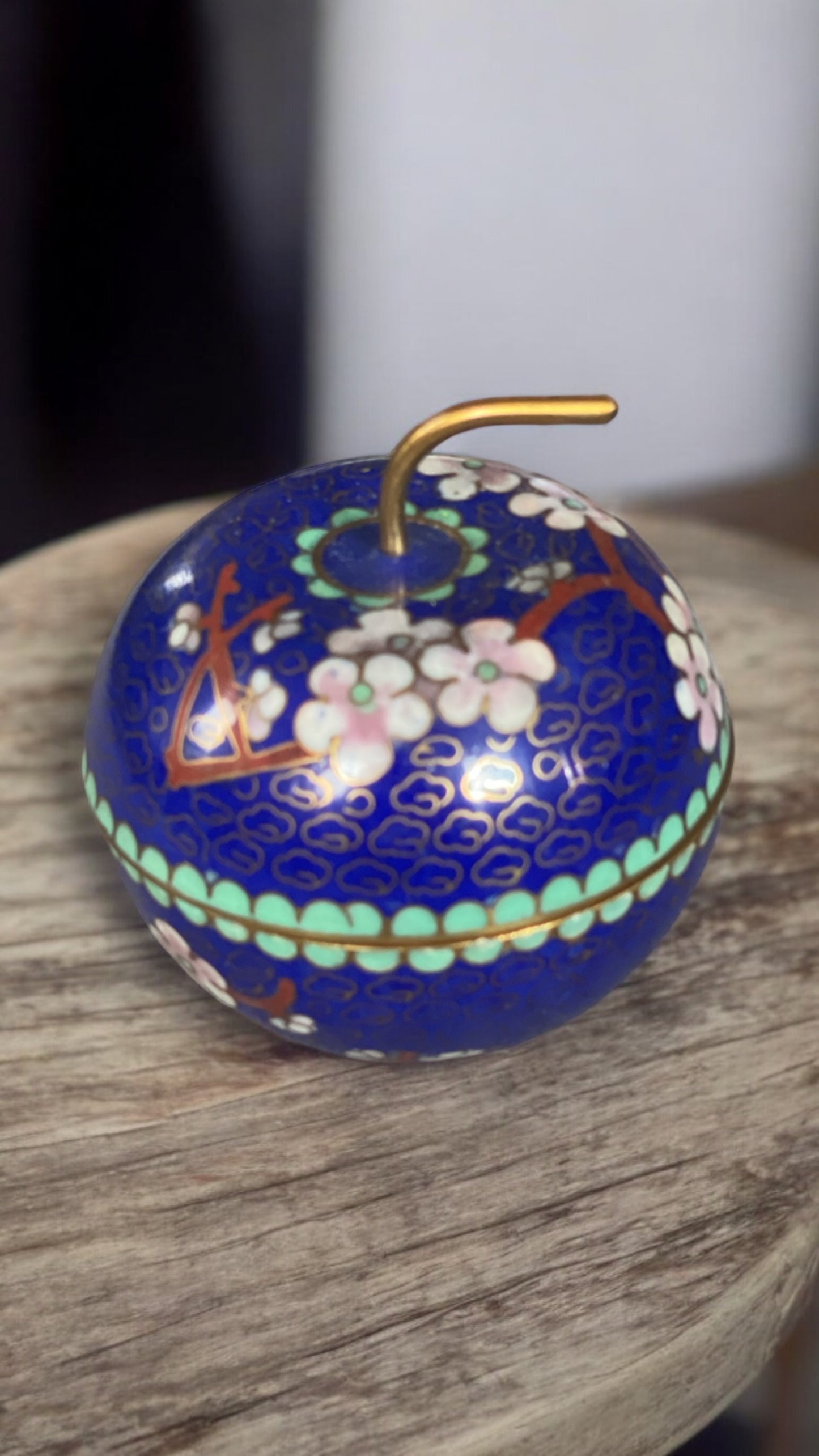 Vintage Cloisonné enamel Apple Trinket box